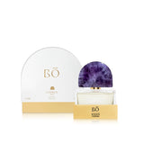 Perfume bottle with purple cap and white packaging labeled 'Bö xuxá' on a white background